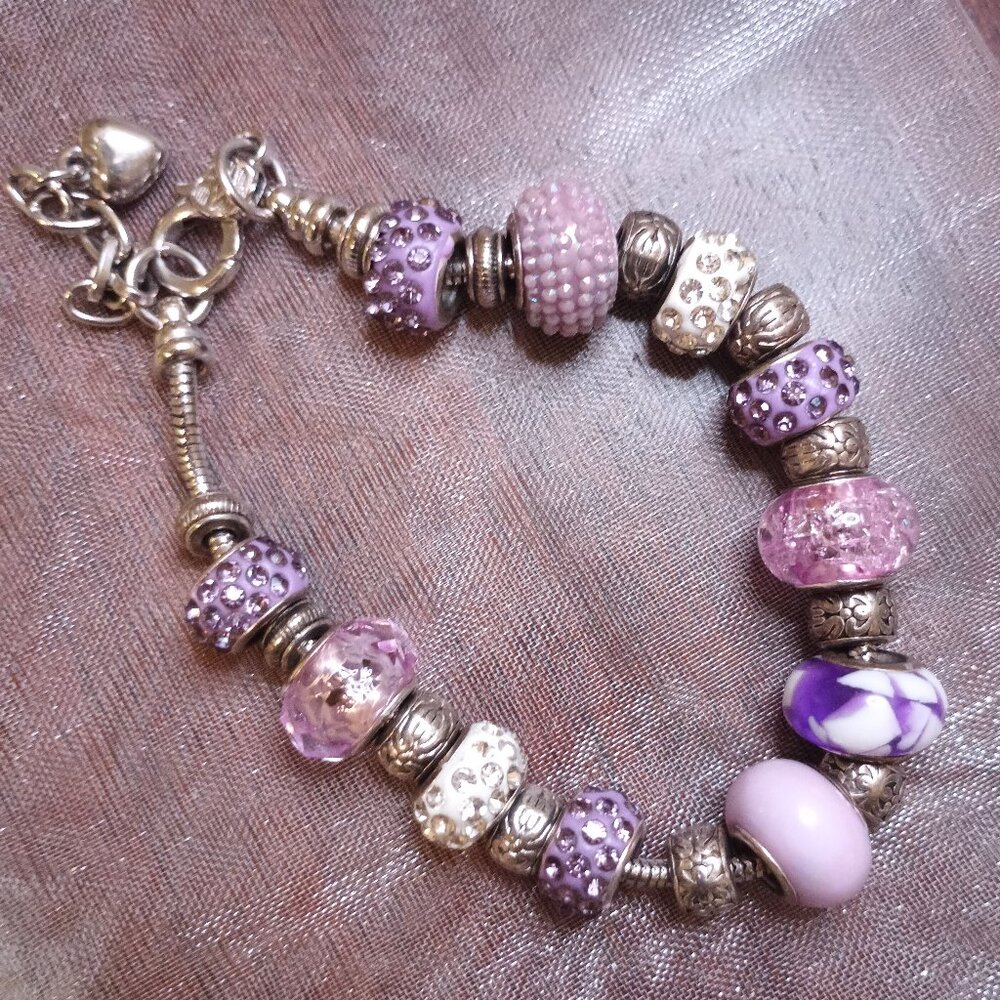 Whimsical Charm Bracelet in Purple & Silver – Perfect holiday Gift!